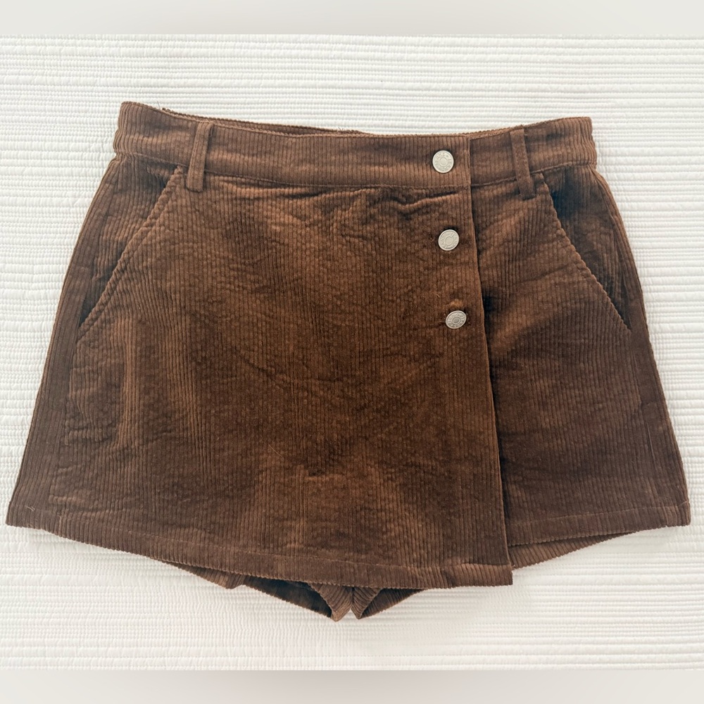 Brown Corduroy Women Skort